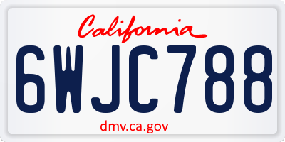 CA license plate 6WJC788