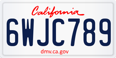CA license plate 6WJC789