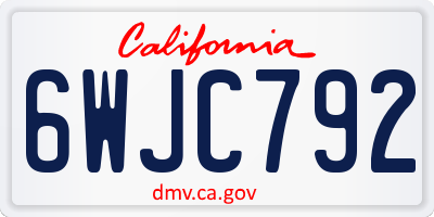 CA license plate 6WJC792