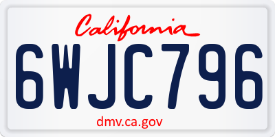 CA license plate 6WJC796