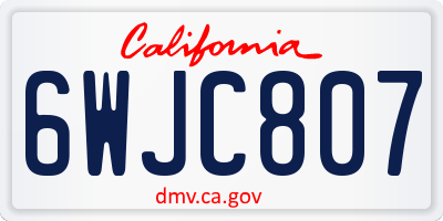 CA license plate 6WJC807