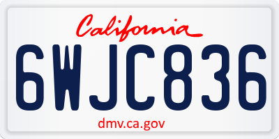 CA license plate 6WJC836