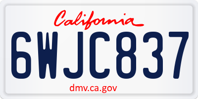 CA license plate 6WJC837