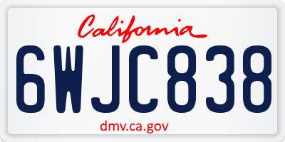 CA license plate 6WJC838