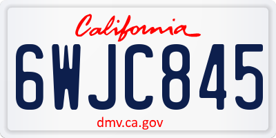 CA license plate 6WJC845