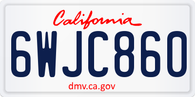 CA license plate 6WJC860