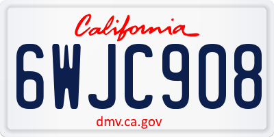 CA license plate 6WJC908