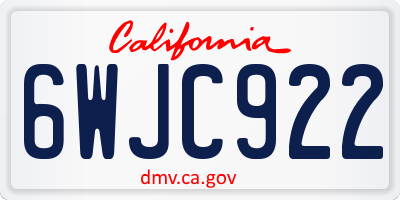 CA license plate 6WJC922