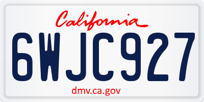 CA license plate 6WJC927