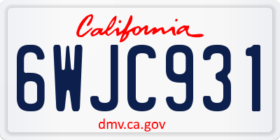 CA license plate 6WJC931