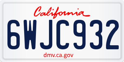 CA license plate 6WJC932