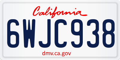 CA license plate 6WJC938