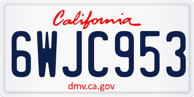CA license plate 6WJC953