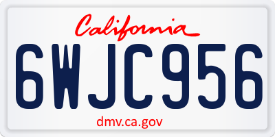 CA license plate 6WJC956