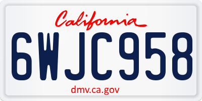 CA license plate 6WJC958