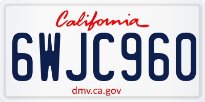 CA license plate 6WJC960