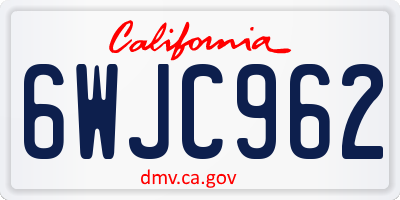 CA license plate 6WJC962