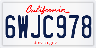 CA license plate 6WJC978
