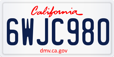 CA license plate 6WJC980