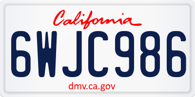 CA license plate 6WJC986