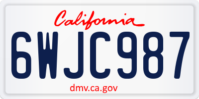 CA license plate 6WJC987