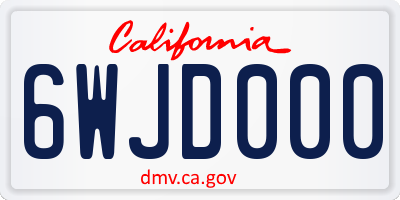 CA license plate 6WJD000
