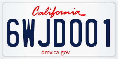 CA license plate 6WJD001