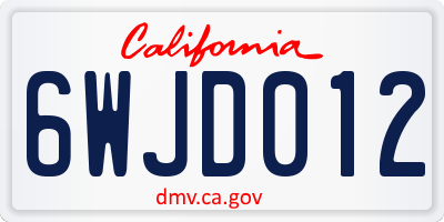 CA license plate 6WJD012