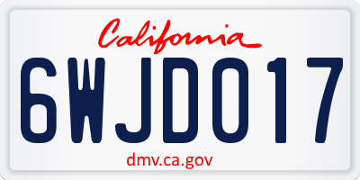 CA license plate 6WJD017