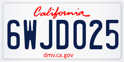 CA license plate 6WJD025