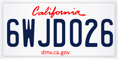 CA license plate 6WJD026
