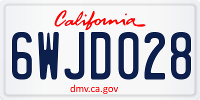 CA license plate 6WJD028