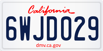 CA license plate 6WJD029