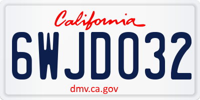 CA license plate 6WJD032