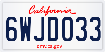 CA license plate 6WJD033