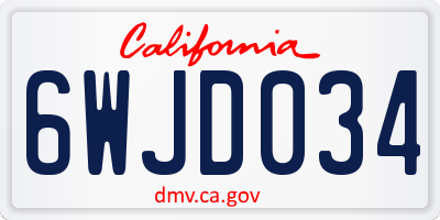 CA license plate 6WJD034