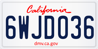 CA license plate 6WJD036