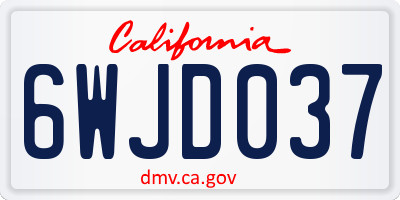 CA license plate 6WJD037