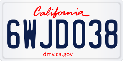 CA license plate 6WJD038
