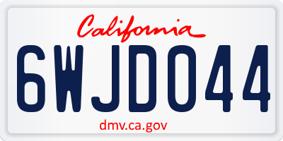 CA license plate 6WJD044