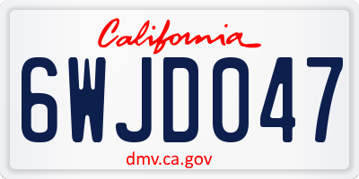 CA license plate 6WJD047