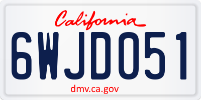 CA license plate 6WJD051