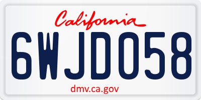 CA license plate 6WJD058