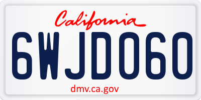 CA license plate 6WJD060
