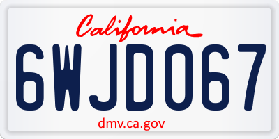 CA license plate 6WJD067