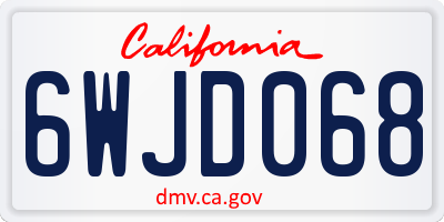 CA license plate 6WJD068