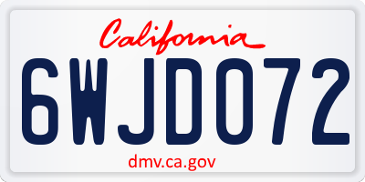 CA license plate 6WJD072