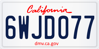 CA license plate 6WJD077