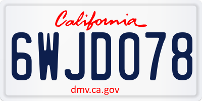 CA license plate 6WJD078