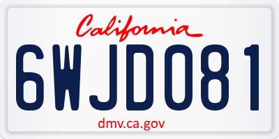 CA license plate 6WJD081